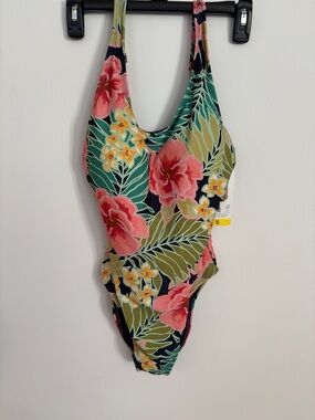 Hurley Navy One-Piece Swimsuit with Pink Floral Print